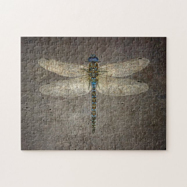 Quebra-cabeça Dragonfly on Grey Stone Backround (Horizontal)