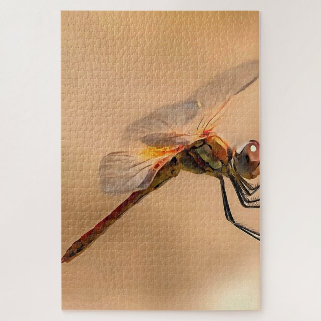 Quebra-cabeça Dragonfly Pintada Isolada Contra Ecru (Vertical)