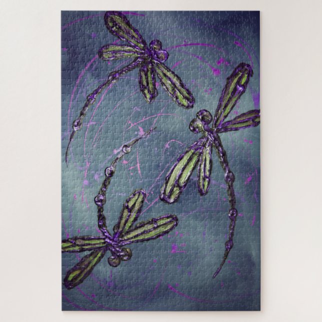 Quebra-cabeça Dragonfly Purple Night Fliting (Vertical)