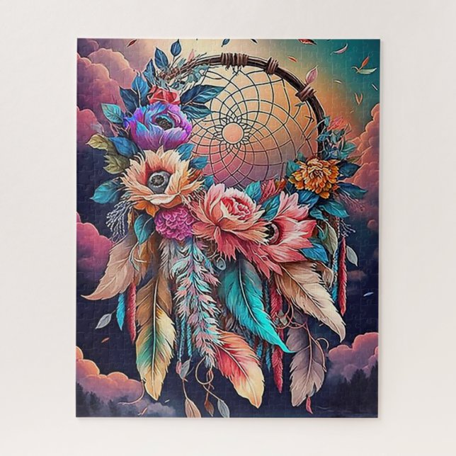 Quebra-cabeça Dreamcatcher, Skulls & Rosas (Vertical)