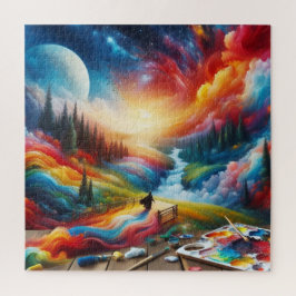 Quebra-cabeça Dreamscape Abstrato: Impressão de Arte Digital Vib