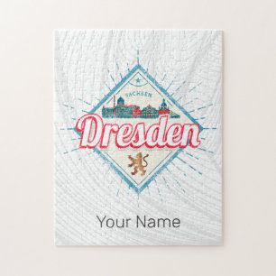 Quebra-cabeça Dresden Alemanha Saxónia Retro Skyline Vintage