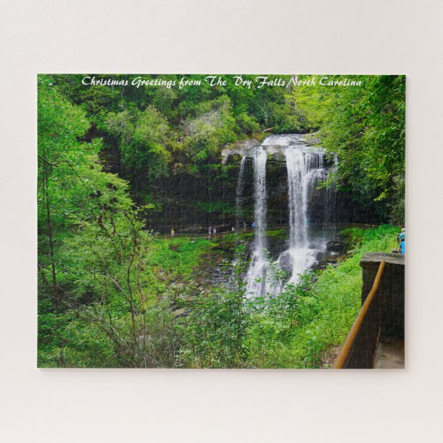 Quebra-cabeça Dry Falls Carolina do Norte. Saudações de Natal (Horizontal)