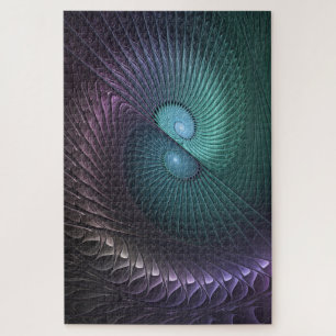 Quebra-cabeça Duas Espirais Coloridas Arte Fractal Abstrata Mode