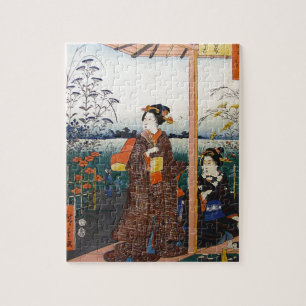 Quebra-cabeça Duas gueixas Woodblock tradicional japonês Ukiyo-