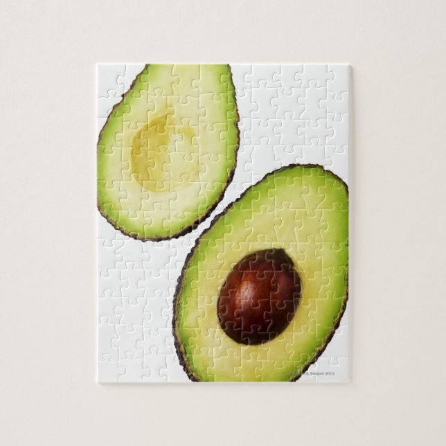 Quebra-cabeça Duas metades de um abacado, em branco (Vertical)