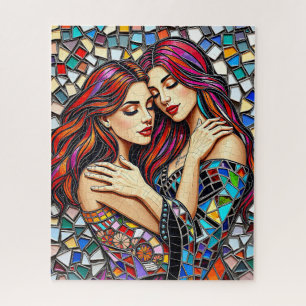 Quebra-cabeça Duas mulheres apaixonadas   Estilo de Azulejo Mosa