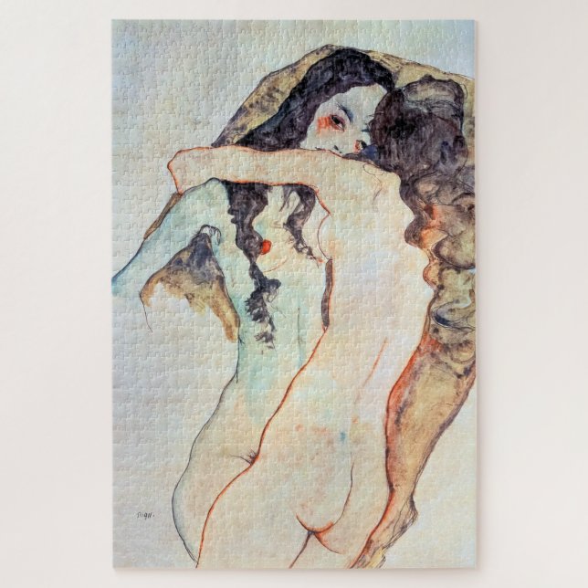 Quebra-cabeça Duas Mulheres Embarcando | Egon Schiele | (Vertical)