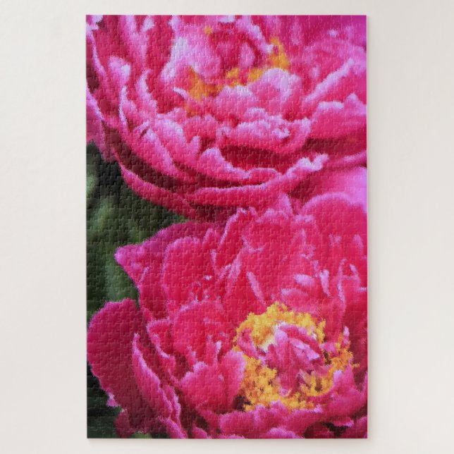 Quebra-cabeça Duas Pinturas de Sangue de Peony Fuchsia (Vertical)