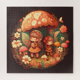 Quebra-cabeça Duas raparigas bonitinhas elefantes