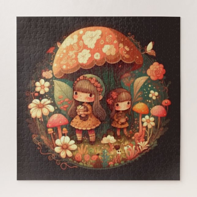 Quebra-cabeça Duas raparigas bonitinhas elefantes (Vertical)