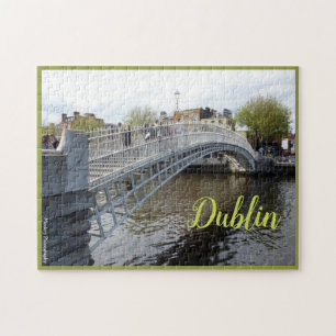 Quebra-cabeça Dublin (ponte do halfpenny) com texto