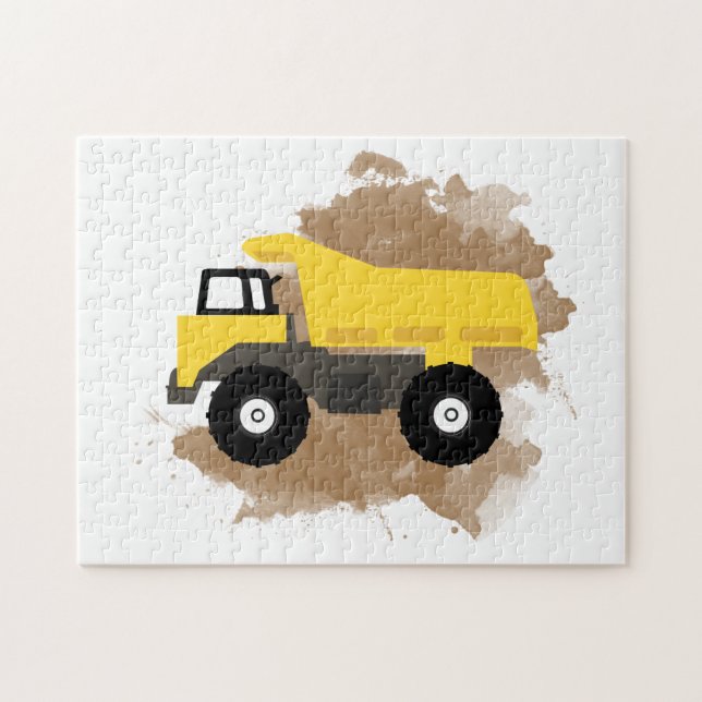 Quebra-cabeça Dump Truck Construction Vehicle Mud Watercolor (Horizontal)