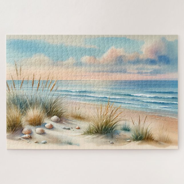 Quebra-cabeça Dunas Costeiras Pastel Aquarela (Horizontal)