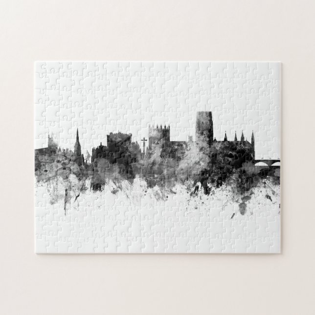 Quebra-cabeça Durham England Skyline Cityscape Black White (Horizontal)