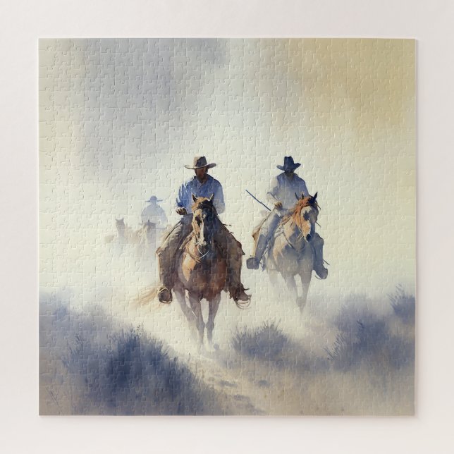 Quebra-cabeça Dusty Western Watercolor "Posse - The Chase" (Vertical)