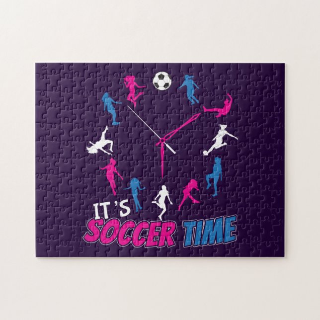 Quebra-cabeça É hora do futebol Citação de futebol feminino (Horizontal)