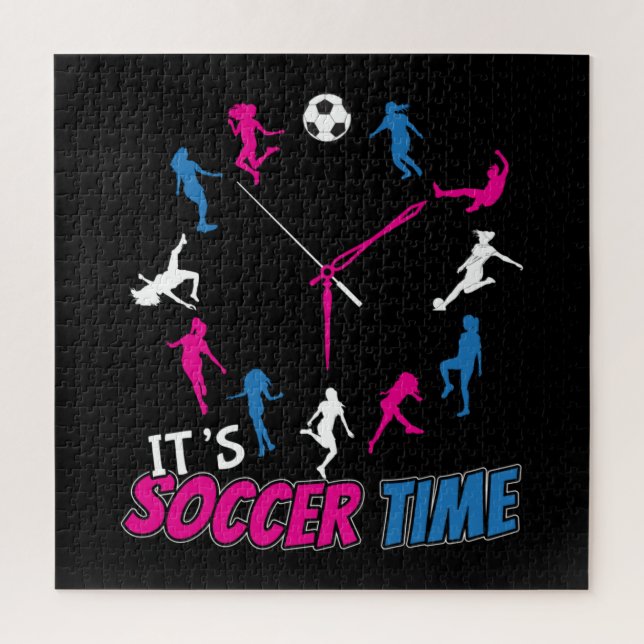 Quebra-cabeça É hora do futebol Citação de futebol feminino (Vertical)