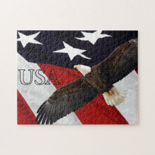 Quebra-cabeça Eagle e bandeira americana EUA