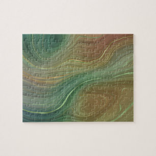 Quebra-cabeça Earthy Strata   Emerald Green Brown Dourado Agate
