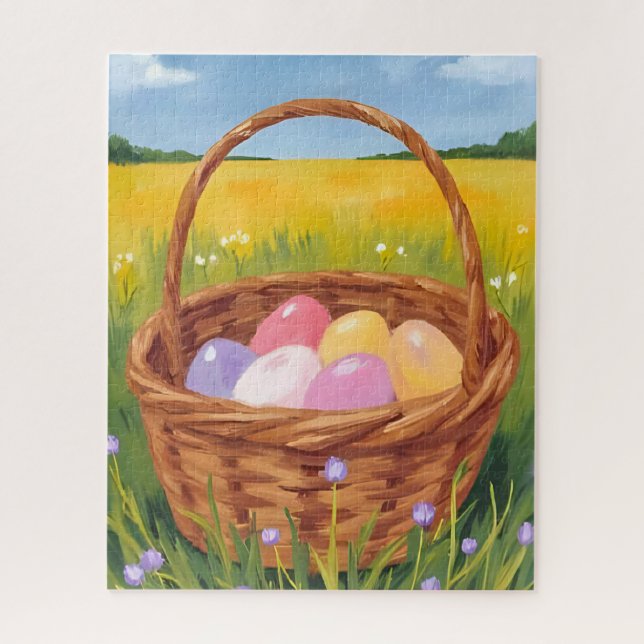 Quebra-cabeça Easter Basket Egg Hunt Pastel Watercolor (Vertical)