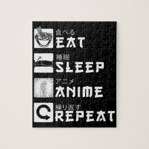 Quebra-cabeça Eat Sleep Anime Repete O Sobreloso Japonês De Mana