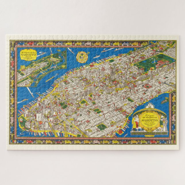 Quebra-cabeça Edição do Diário 1926 Mapa do Pictorial Manhattan  (Horizontal)