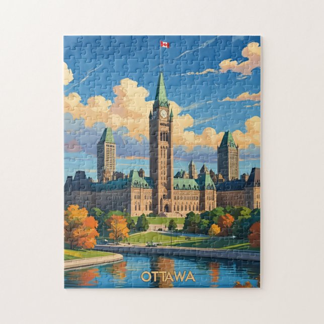 Quebra-cabeça Edifício do Parlamento do Canadá em Ottawa, silhue (Vertical)