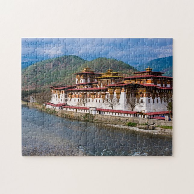Quebra-cabeça Edifício Dzong À Beira do Rio (Horizontal)