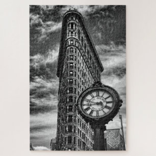 Quebra-cabeça Edifício Flatiron e Relógio em Preto e Branco