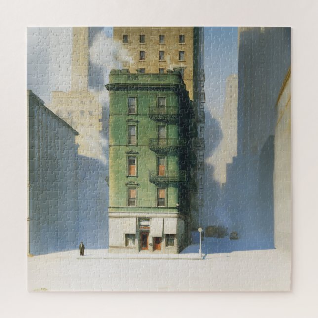 Quebra-cabeça Edifício Verde no Inverno de Nova York (Vertical)