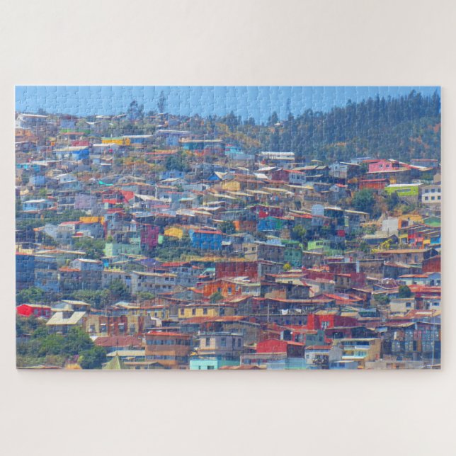 Quebra-cabeça edifícios coloridos de valparaiso (Horizontal)