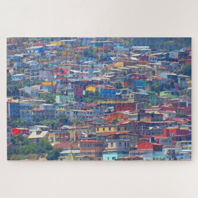 Quebra-cabeça edifícios coloridos de valparaiso (Horizontal)