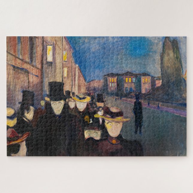 Quebra-cabeça Edvard Munch - Noite em Karl Johan Street (Horizontal)
