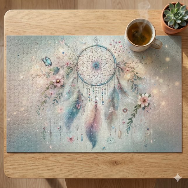 Quebra-cabeça Eethal Boho Dreamcatcher (Ethereal Boho Dreamcatcher Jigsaw Puzzle Mockup A)