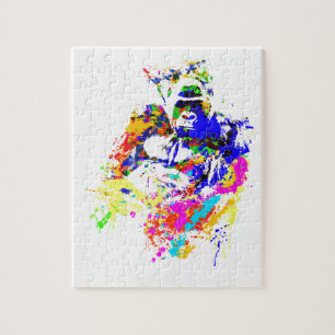 Quebra-cabeça Efeito da pintura do Splatter do gorila da