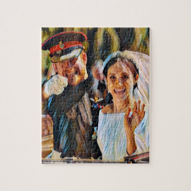 Quebra-cabeça Efeito de pintura de casamento Harry & Meghan (Vertical)