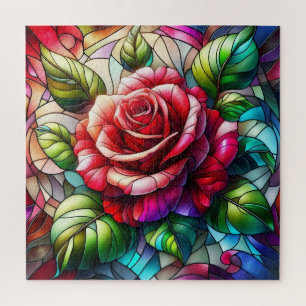 Quebra-cabeça Efeito de Vidro Obtido por Rosa Elegante