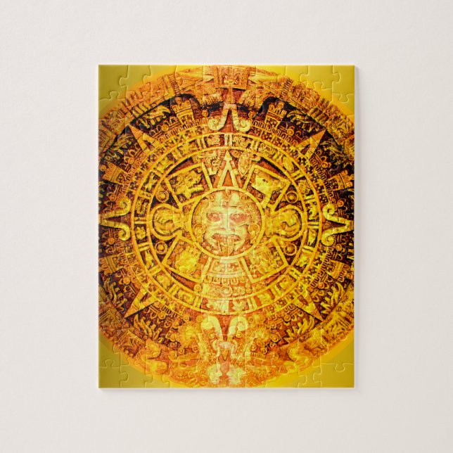 Quebra-cabeça Efeito Dourado do Calendário Asteca (Vertical)