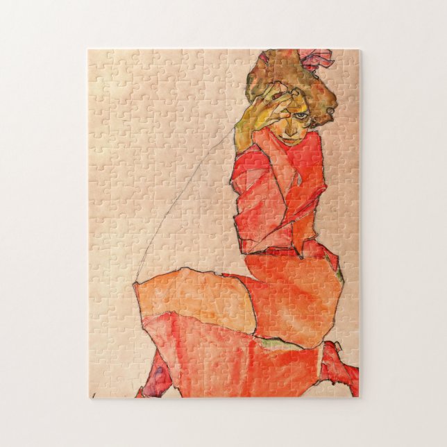 Quebra-cabeça Egon Schiele - Naufrágio De Vestido Vermelho Laran (Vertical)