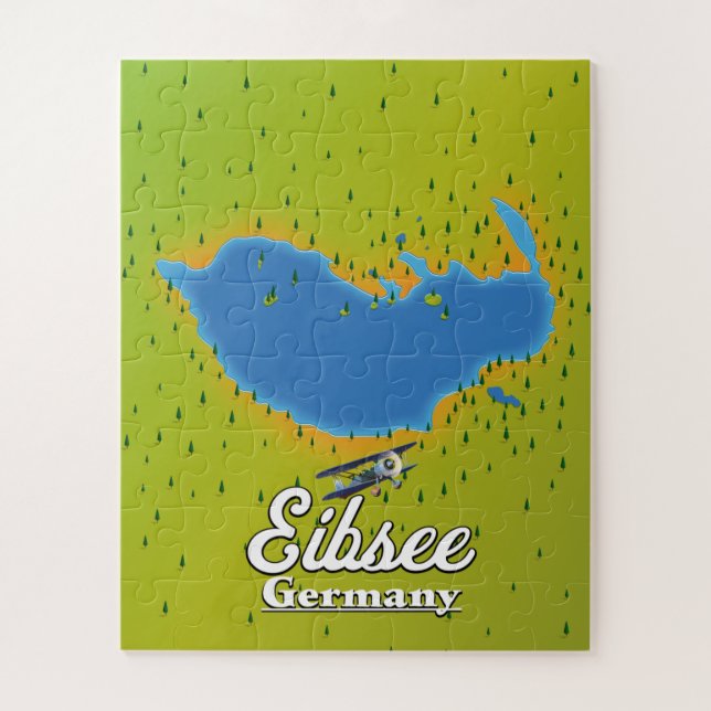 Quebra-cabeça Eibsee Germany travel poster. (Vertical)