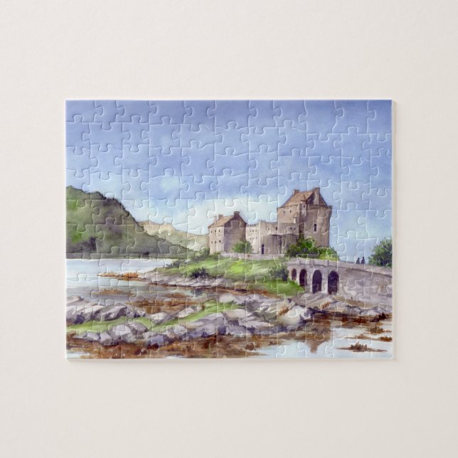 Quebra-cabeça Eilean Donan Castle Watercolor Painting (Horizontal)