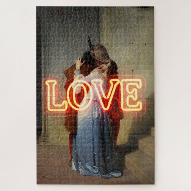Quebra-cabeça El Bacio Remix – Neon “LOVE” Wall Art & Merch (Vertical)