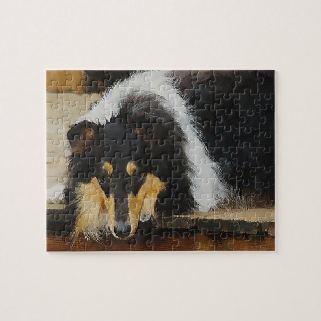 Quebra-cabeça Ela Espera Três Collie (Horizontal)