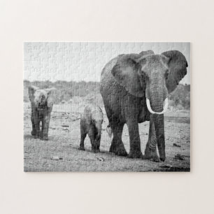 Quebra-cabeça Elefante africano & vitelas Kenya, África