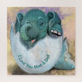 Quebra-cabeça Elefante Atacando De Ovo - Eu Amo Você Mama E PAI