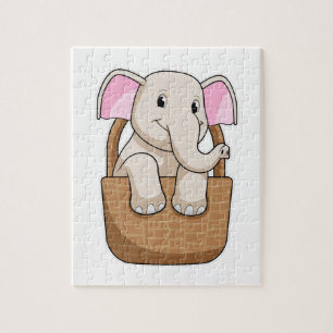 Quebra-cabeça Elefante com cesta