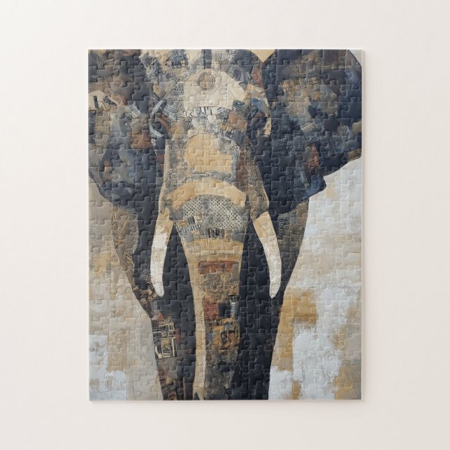 Quebra-cabeça Elefante com desenhos do Benim no corpo (Vertical)
