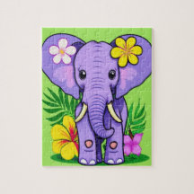 Elefante com flores tropicais