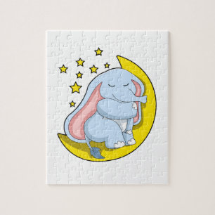 Quebra-cabeça Elefante com Lua e Estrelas